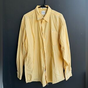 Yellow gingham button-up shirt tailored in the USA for Saks Fifth Avenue.